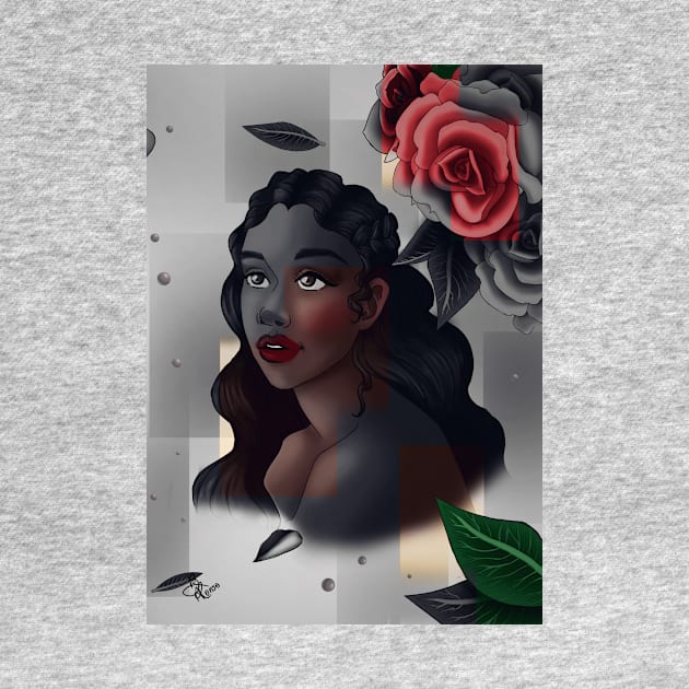 Black Girl with Roses by Benita Alonso